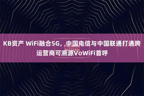 KB资产 WiFi融合5G，中国电信与中国联通打通跨运营商可溯源VoWiFi首呼